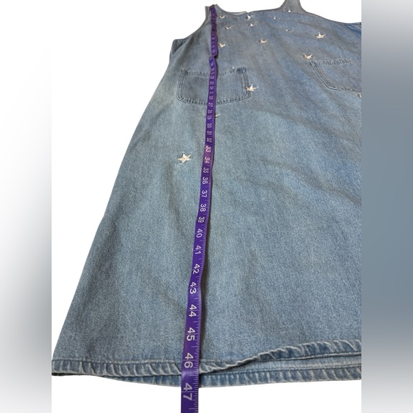 THE QUACKER FACTORY Celestial Star Embroidered Denim Shift Dress Size Large - Picture 9 of 10